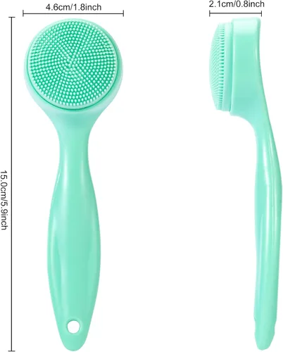 Vista 2 de Paquete de 2 cepillos exfoliantes de silicona para la cara, cepillo manual de limpieza facial manual, limpiador de puntos negros, cerdas suaves
