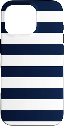 Vista 20 de Azul marino blanco rayas geométricas femeninas rayas preppy rayas caso para iPhone 17