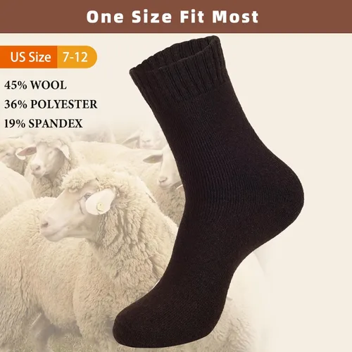 Vista 6 de VoJoPi Wool Socks Mens, 5 Pairs Thermal Warm Socks for Men Hiking Walking Super thick and Soft Cozy Boot Socks