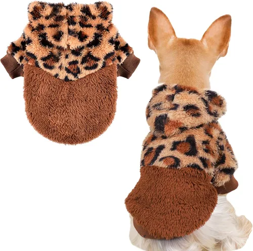 Vista 11 de Suéter de perro para perros pequeños, ropa de invierno para niños y niñas, machos y hembras, sudaderas con capucha de forro polar cálido para Verde