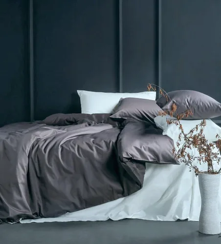 Vista 19 de Juego de ropa de cama de lujo de algodón egipcio, de color liso, de satén de alta densidad de hilos largos, sedoso, suave, transpirable, de primera