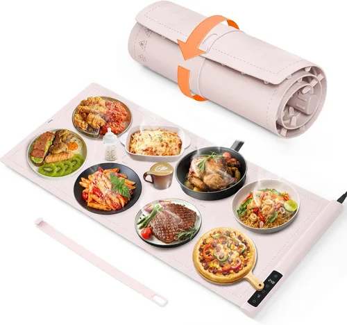Vista 14 de Tapete de calentamiento para alimentos extra grande: bandejas de calentamiento eléctricas de 24 x 16 pulgadas para fiestas de bufets, calentadores