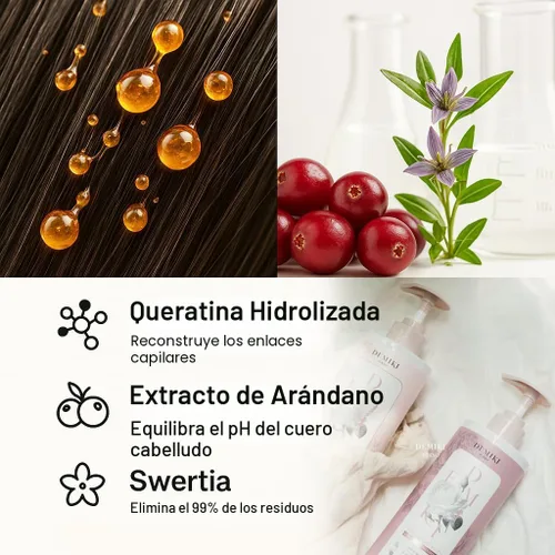 Vista 3 de Conjunto de champú y acondicionador japonés DEMIKI para mujeres, conjunto de champú y acondicionador para cabello graso, sin sulfato, aroma a rosa