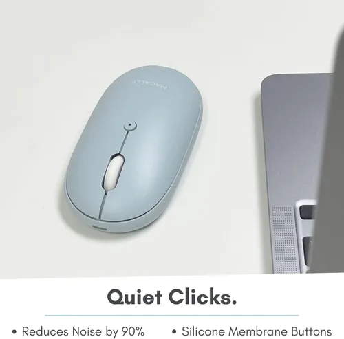 Vista 5 de Macally Ratón inalámbrico Bluetooth – silencioso, cómodo, recargable para MacBook Air/Pro, Mac, iMac, Apple iPad – Mouse inalámbrico para laptop, PC
