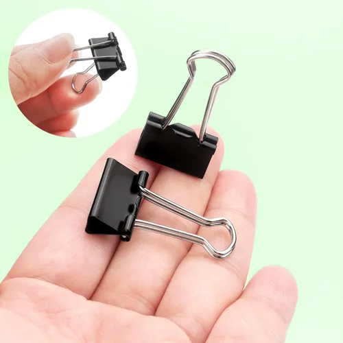 Vista 4 de ZZTX - Paquete de 36 clips para carpeta de 0.7 pulgadas, color negro Clips de abrazaderas de papel, acero duradero, resistente al óxido, resorte