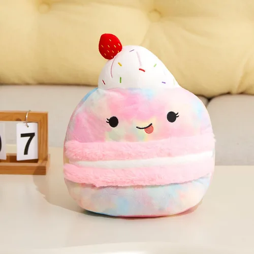 Vista 2 de Almohada de peluche para niños y niñas, 12 Plush Stuffed Gift Pillow Animals for Kids Boys Girls 12 Macaron Original Plushie Cupcake Pink Ice