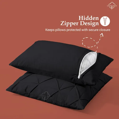 Vista 5 de COTTON STICH™ Juego de 2 fundas de almohada plisadas estándar de 20 x 26 pulgadas, algodón fresco suave y natural, fundas de almohada decorativas