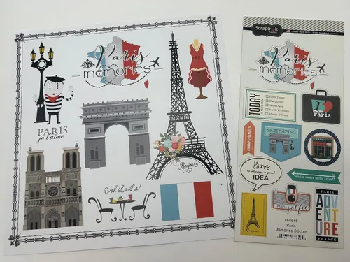 Vista 2 de Scrapbook Customs Kit de álbumes de recortes de papel y pegatinas temáticos Paris City Memories