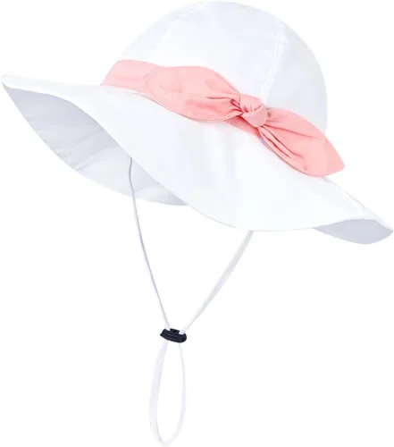 Vista 7 de Toddler Kids Baby Girl Sun Hat Floppy Cotton Summer Hat 50+ SPF Protective 04/Flor/Blanco