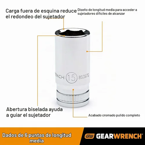 Vista 3 de GearWrench 80304S Juego de 13 piezas de llaves de vaso de 1/4 pulgada de longitud media de 6 puntas, métrico