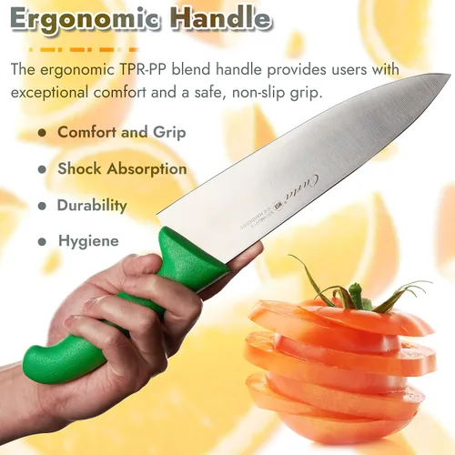 Vista 3 de CURTA Cuchillo de chef de grado comercial de 6 pulgadas, certificado NSF, ergonómico, mango negro antideslizante, hoja forjada de acero inoxidable