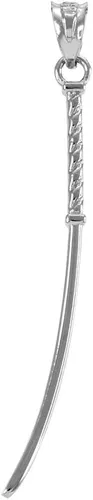Vista 3 de Collar con colgante de espada larga Katana de plata de ley 925 maciza, 22 pulgadas