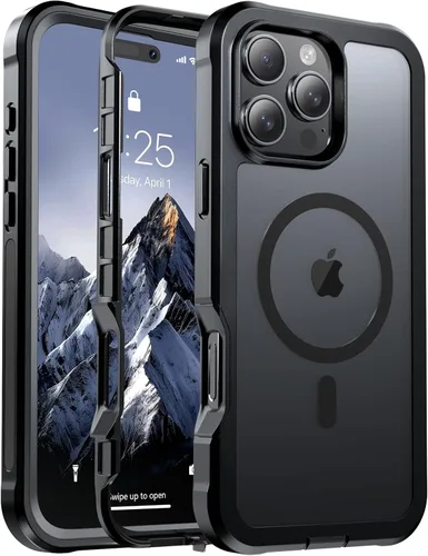 Vista 162 de jaroco - Funda magnética compatible con MagSafe para iPhone 11 de 6.1 pulgadas; protección de grado militar contra caídas, de doble capa