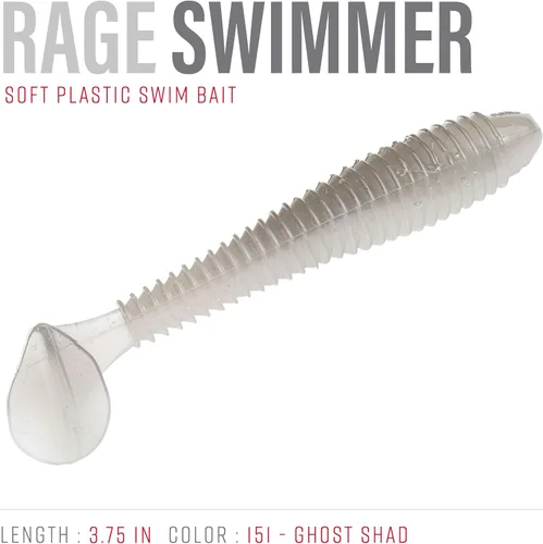 Vista 2 de Strike King (RGSW334-151) Señuelo de pesca Rage Swimmer, 151 - Ghost Shad, 3.75 pulgadas, elegante cono de nariz