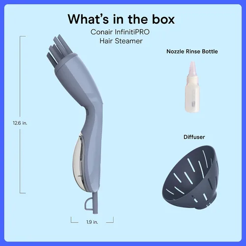 Vista 7 de Infiniti PRO Conair Steam Therapy - Vaporizador de cabello portátil con accesorio difusor de 7 pulgadas, calentamiento de 30 segundos, vapor