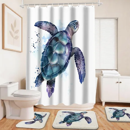 Vista 14 de Cool Modern - Juego de portaaviones para niños con cortina de ducha náutica militar y alfombras de 20 x 31 pulgadas, accesorios de baño, decoración