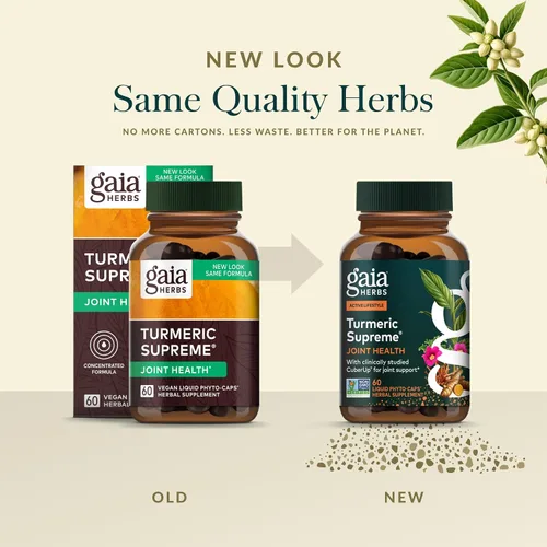 Vista 6 de Gaia Herbs Turmeric Supreme Joint Health - Suplemento de apoyo articular con pepino, quercetina, pimienta negra, raíz de jengibre, curcuminoides