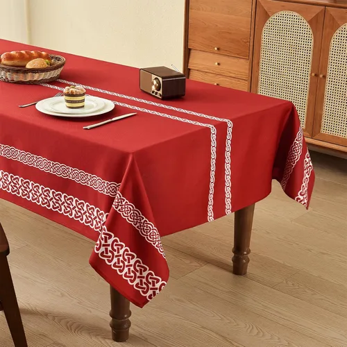 Vista 15 de Mantel rectangular de 55 x 71 pulgadas, lino sintético, sin arrugas e impermeable, mantel rectangular verde aguacate para cocina, comedor, fiesta