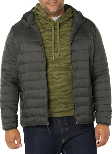 Vista 4 de Tienda Essentials Men's Lightweight Water-Resistant Packable Hooded Puffer Jacket