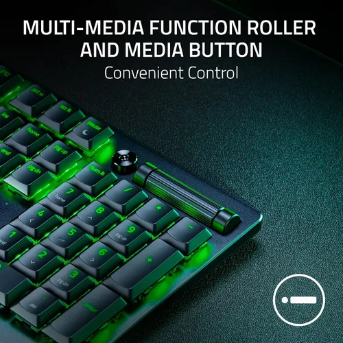 Vista 7 de Razer DeathStalker V2 Pro Teclado inalámbrico para juegos interruptores ópticos de perfil bajo Clicky Purple - HyperSpeed Wireless & Bluetooth