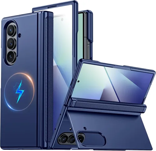 Vista 14 de CENMASO - Funda magnética para Samsung Galaxy Z Fold 7 con soporte, compatible con Magsafe, protección de bisagra, protector de pantalla, soporte