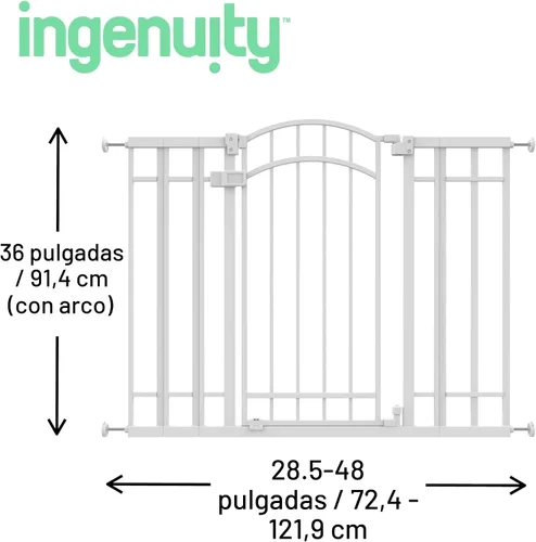 Vista 4 de Ingenuity Puerta decorativa extra alta para bebé y puerta para perro, 28.5-48 pulgadas de ancho, 36 pulgadas de alto, montaje de hardware o a Blanco