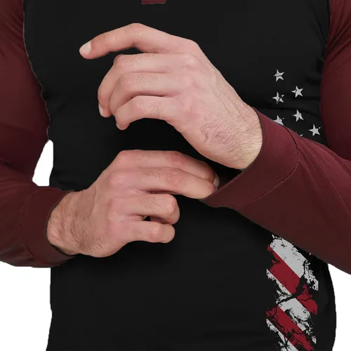 Vista 6 de BlackTeak Men's Patriotic Long Sleeve Polo Shirt Patriotic Casual American Flag Graphic Golf Polo Shirts