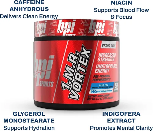 Vista 3 de BPI Sports 1.M.R Ultra Concentrado polvo para antes del ejercicio, 4.9 oz., Azul Raz, 1, 1