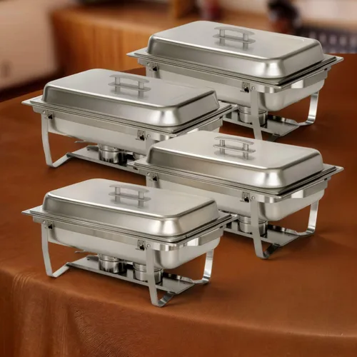 Vista 10 de ALPHA LIVING 70012-Gray Paquete de 2 Platos Calentadores de 8QT de Acero Inoxidable de Alta Calidad Juego Completo, 8 Qt, Mango Gris Alpino
