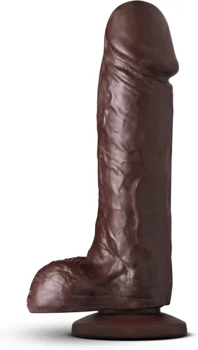 Vista 5 de Blush Coverboy - Consolador realista de 8 pulgadas con bolas – Polla gruesa y realista marrón – Juego de pegging vaginal anal para mujeres, hombres