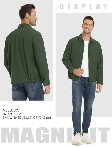 Vista 6 de MAGNIVIT Chaquetas ligeras para hombre, cortavientos ligeros, con cremallera completa, elegante, abrigo de golf, negocios, trabajo, vestido casual