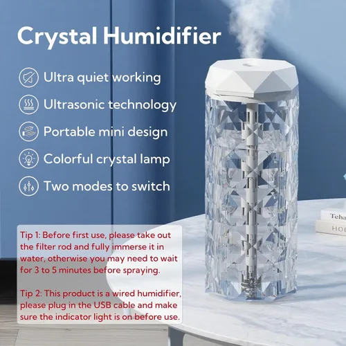 Vista 2 de Humidificador portátil pequeño con boquilla doble, humidificadores grandes de niebla fría, puertos de pulverización dobles, protección contra