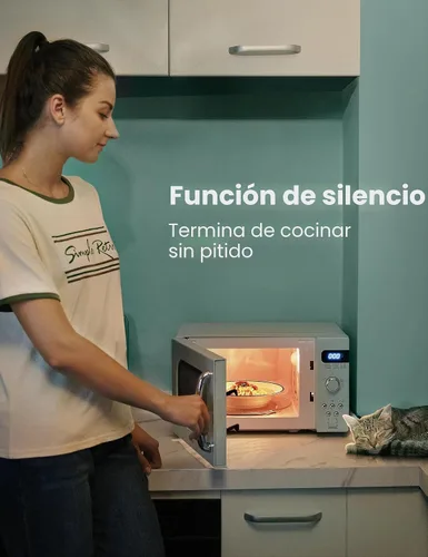 Vista 4 de COMFEE' - Horno microondas retro de tamaño compacto para encimera, base giratoria con memoria de posición, botón de encendido y apagado de sonido