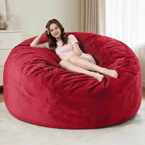 Vista 25 de Sillón puff de 3 pies Sillón estilo puff grande de 3 pulgadas con relleno de espuma viscoelástica, sofá suave con funda de terciopelo holandés