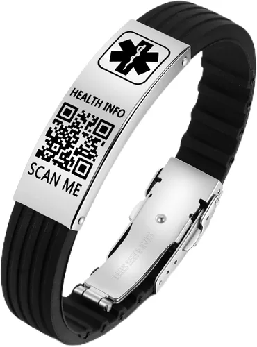 Vista 13 de Medical Bracelets for Men Women with QR Code Medical Alert ID Bracelets