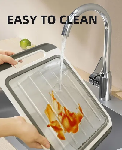 Vista 4 de Tabla de cortar de acero inoxidable, tabla de cortar carne de doble cara para cocina, acero inoxidable/paja de trigo pp tabla de cortar grande