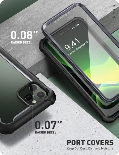 Vista 5 de i-Blason Ares - Funda para iPhone 11 Pro Max (2019), funda de doble capa resistente con parachoques transparente y protector de pantalla integrado