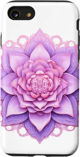 Vista 13 de iPhone 14 Lotus Flower Mandala Circle Rosa Mujeres Yoga Meditación Caso