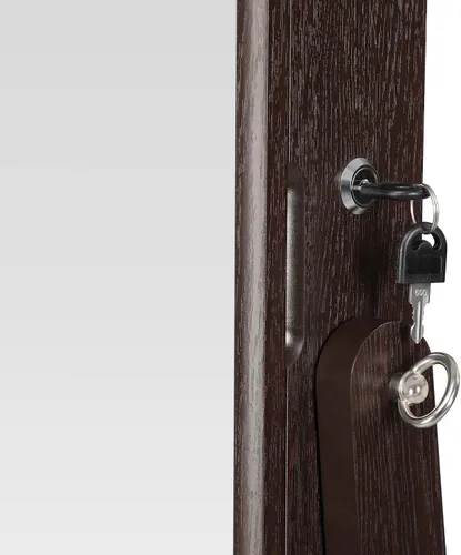 Vista 10 de SONGMICS - Armario gabinete de joyería con espejo espejo grande de pie de cuerpo completo organizador de joyas con cerradura color marrón UJJC69BR