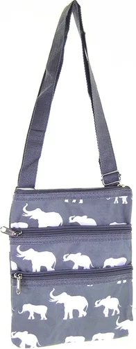Vista 2 de Bolso bandolera con estampado de elefante gris, Gris