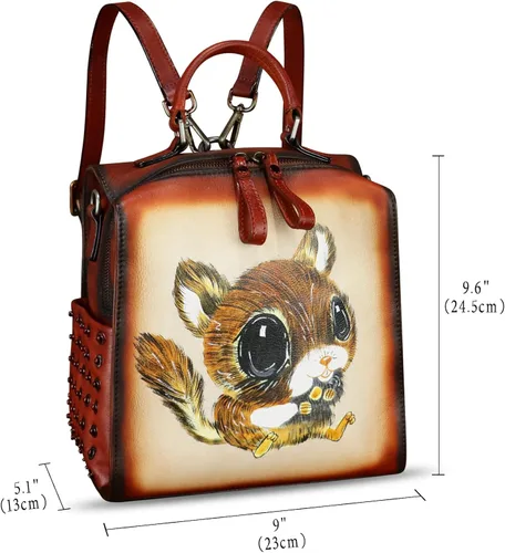 Vista 6 de Bolso cruzado de cuero genuino para mujer, bolso cruzado pintado a mano, bolso cruzado con asa superior, mochila convertible hecha a mano