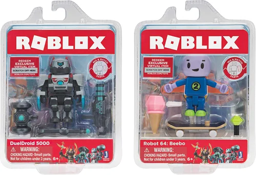 Vista 2 de Roblox Action Collection - Robot 64: Beebo + DuelDroid 5000 Paquete de dos figuras [incluye 2 artículos virtuales exclusivos]