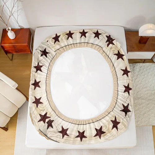 Vista 6 de Sábana bajera ajustable para niños con estampado de piel de vaca rústica, tamaño individual, juego de ropa de cama de tablones de madera vintage