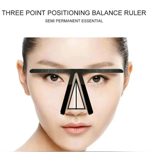 Vista 2 de Plantilla de maquillaje para cejas con tres puntos de posicionamiento, herramienta simétrica, regla de equilibrio de cejas para maquillaje Dorado