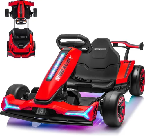 Vista 12 de Go Kart eléctrico de 24 V para niños, carrito de deriva, kart a la deriva Negro