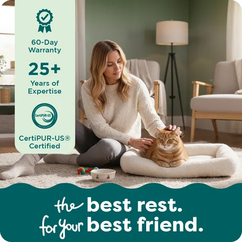 Vista 9 de FurHaven Cama para perros y gatos extra pequeños, almohadilla con base de apoyo suave para transportadores y perreras, lavable a máquina, extra Crema