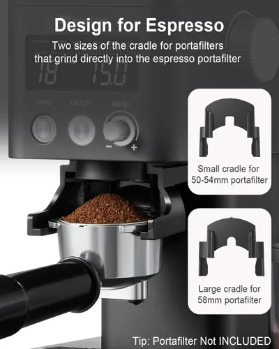 Vista 7 de MOKKOM Molinillo de café con báscula de café extraíble a través de conectividad Bluetooth, molinillo de granos de café cónico antiestático, 31