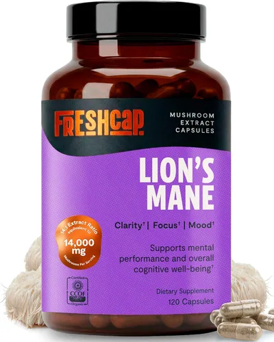 Vista 9 de FreshCap Mushrooms Suplemento de melena de leones en polvo, 14,000 mg, extracto de melena de león, suplemento de hongos para concentración