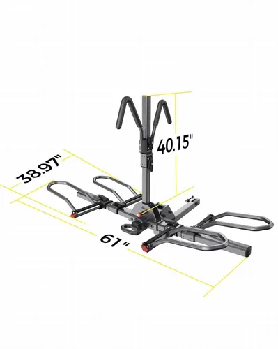 Vista 7 de KYX Soporte de bicicleta eléctrica montado en enganche de 220 libras, estilo plataforma de 2 bicicletas para autos, camiones, SUV, minivans, se