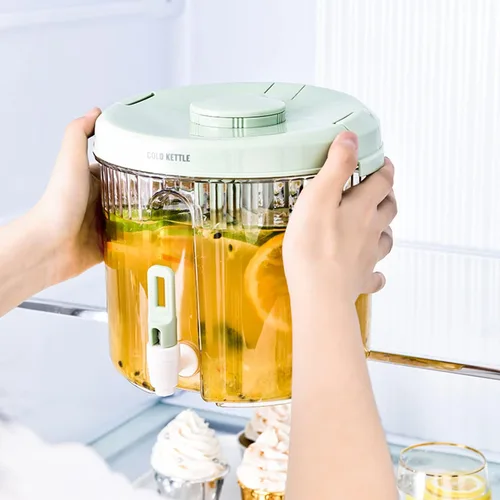 Vista 3 de MANMAOHE Refrigerador de 1 galón con grifo, dispensador de bebidas de plástico con grifo para refrigerador, dispensador de bebidas transparente